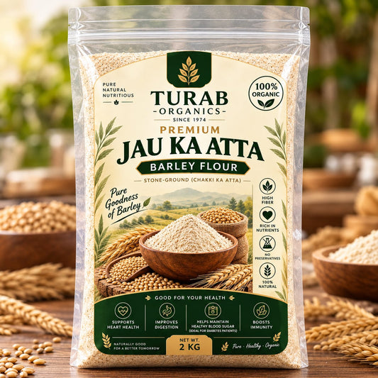 Turab Organics Jau Ka Atta – 2kg (Stone-Ground, 100% Organic Barley Flour)